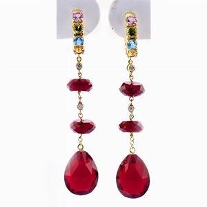 Orecchini in oro 18k e pietre semipreziose