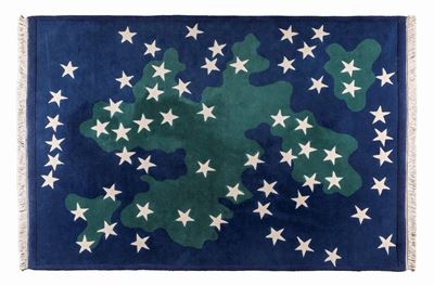 Stelle, notte per terra - tappeto in lana vergine lavorato a mano
