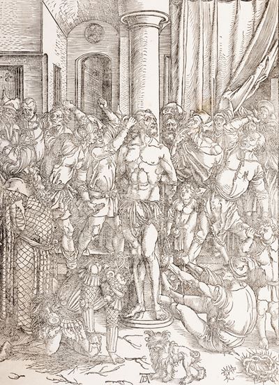 Dürer, La flagellazione di Cristo, xilografia su carta vergellata