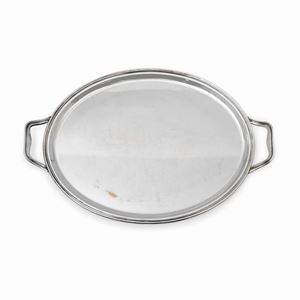 A silver tray with handles, Bologna, 20th Century