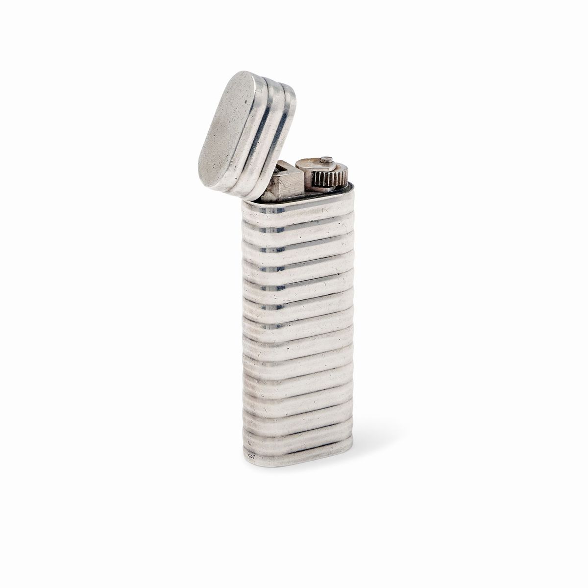 Cartier - Accendino in argento 925, con decoro scanalato