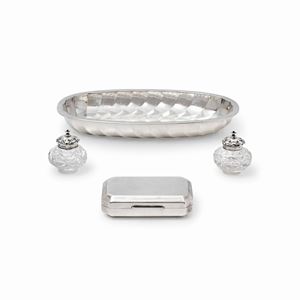 Lot of silver and glass objects, Italy, 20th Century