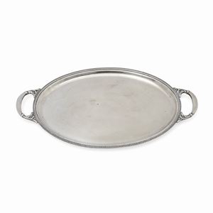 A silver tray with handles, Alexandria 20th Century