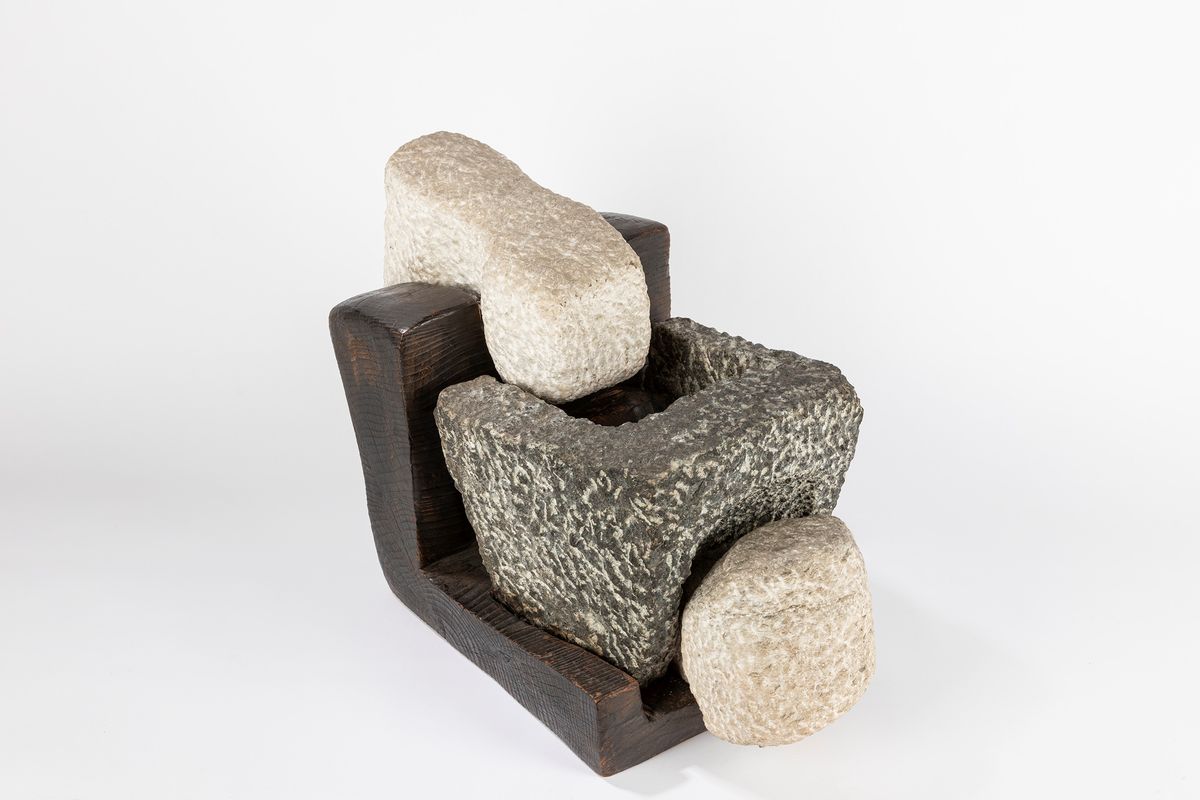 Giancarlo Sangregorio - Senza titolo, scultura in pietra e legno