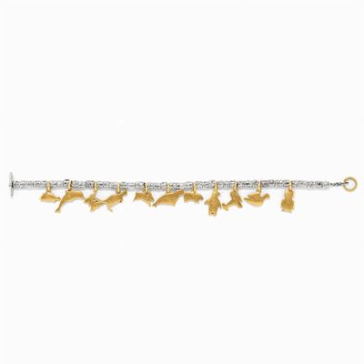 Bracciale in Argento con Charms in Oro 18k, Dodo