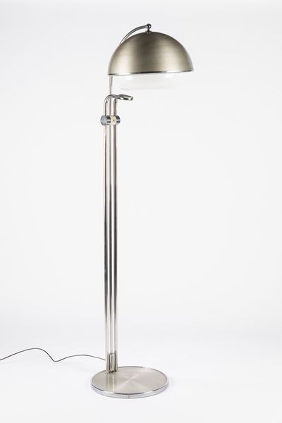 Lampada da terra in metallo e vetro, circa 1970