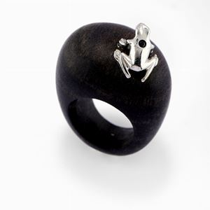 Wood and silver ring