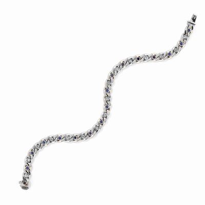 Bracciale in oro bianco 18K con zaffiri e diamanti
