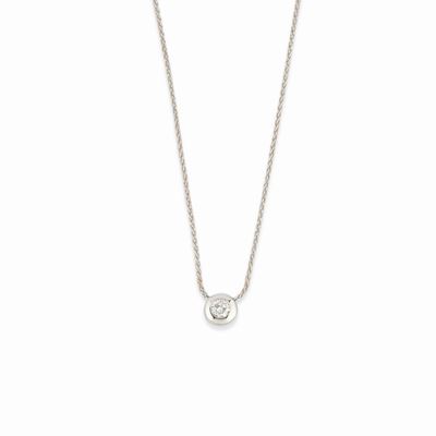 Collana in oro bianco 18K con diamante taglio brillante di circa 0,35 carati