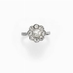 Anello in oro bianco 18k e diamanti