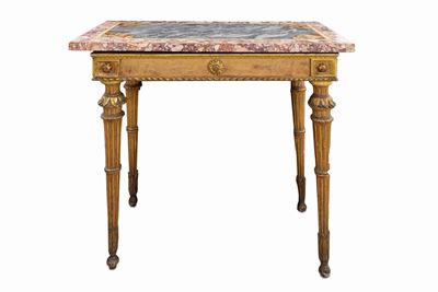 Console Laccata e Dorata Luigi XVI, con Piano in Marmo, Fine del Secolo XVIII