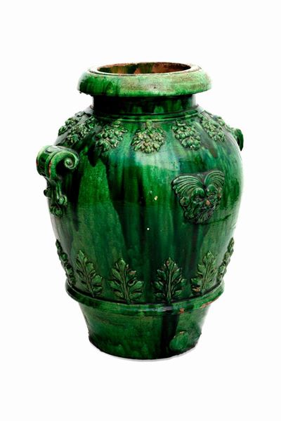 Grande Antico Vaso in Ceramica Verde