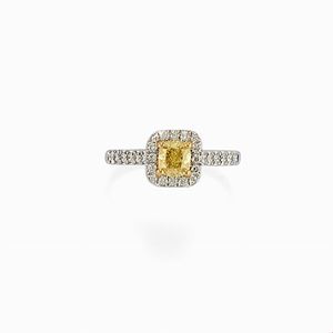 Anello in oro bianco 18K e diamante naturale fancy yellow
