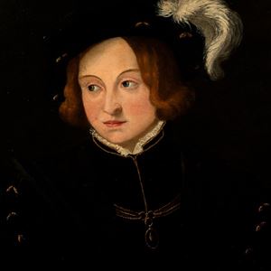 Portrait of a young gentleman in a black suit and feathered hat