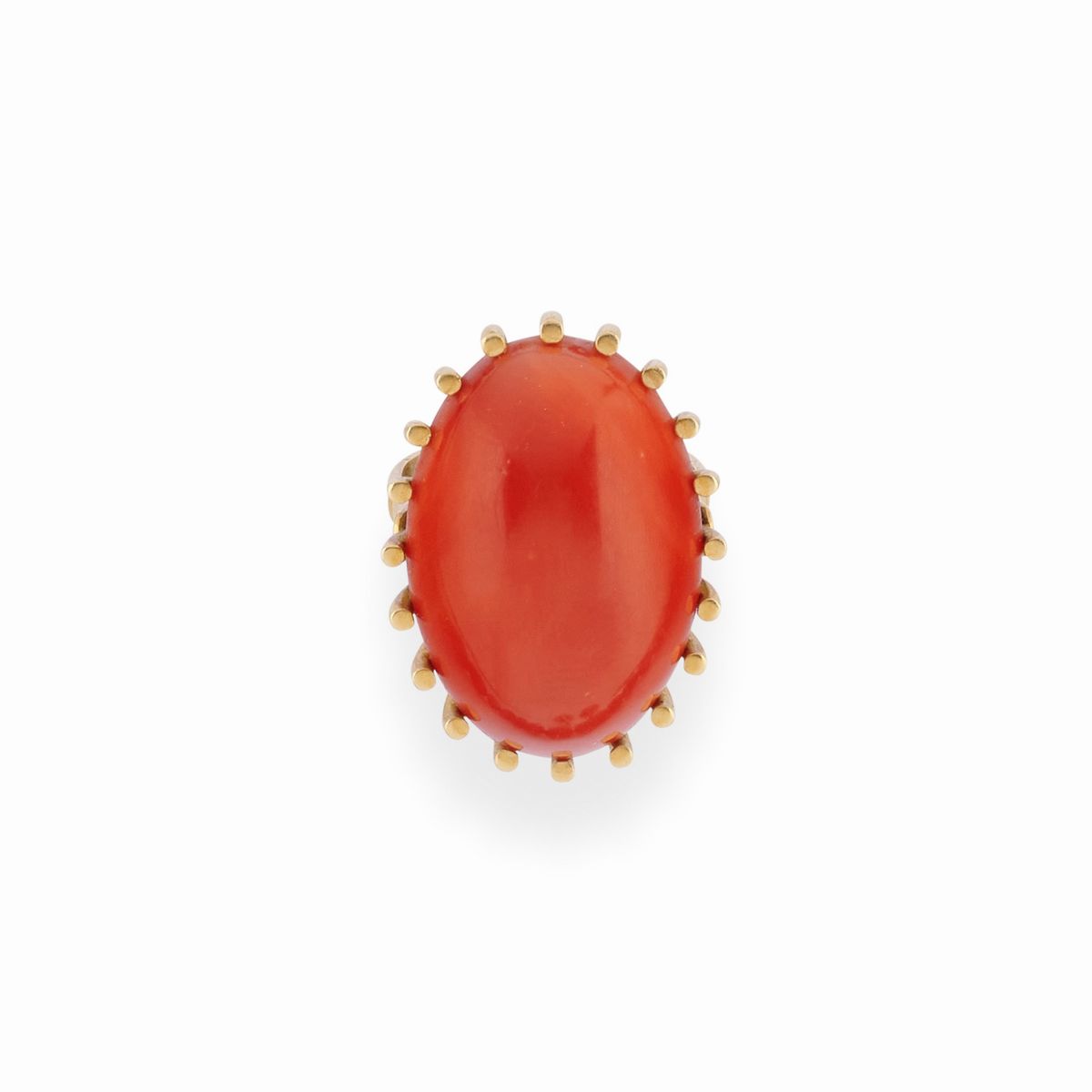 Collana in corallo rosso degradé, orecchini e anello in oro giallo 18K