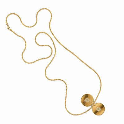 Gucci, Collana in oro giallo 18K con pendente a dischi e diamanti
