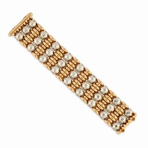  - Bracciale in oro rosa e bianco 18K, 1940 circa