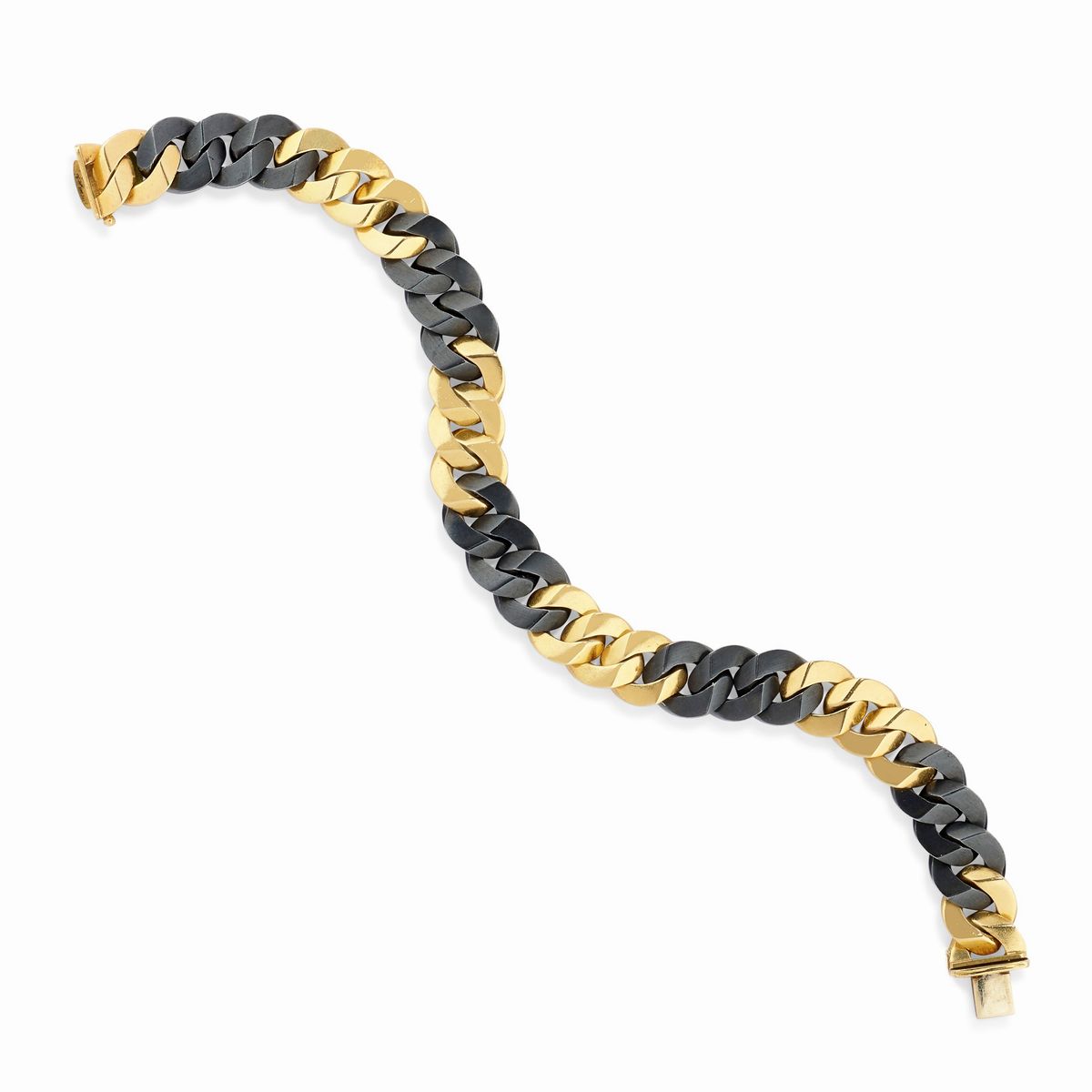 Faraone - Demi-parure in oro giallo 18K e acciaio, composta da orecchini, bracciale e collana