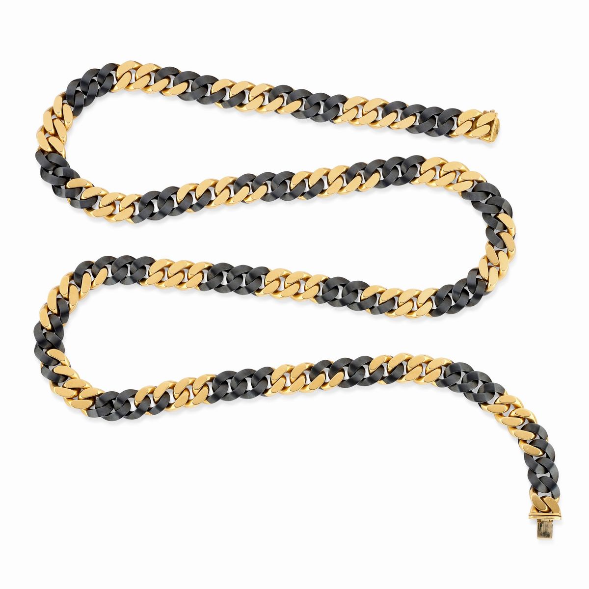 Faraone - Demi-parure in oro giallo 18K e acciaio, composta da orecchini, bracciale e collana