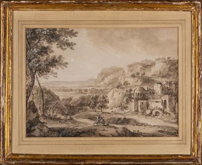 Paesaggio con Case Rustiche, Antiche Rovine e Viandanti