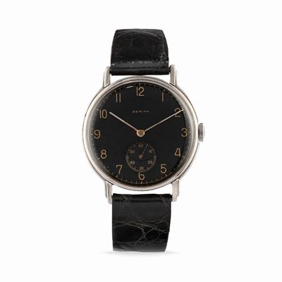 Orologio da tavolo, Solotempo oversized, acciaio e pelle, anni '50