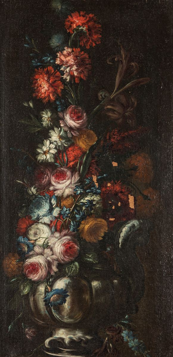 Scuola Dell'italia Settentrionale, Inizi Secolo XVIII - Trionfi di Fiori in un Vaso (en Pendant)