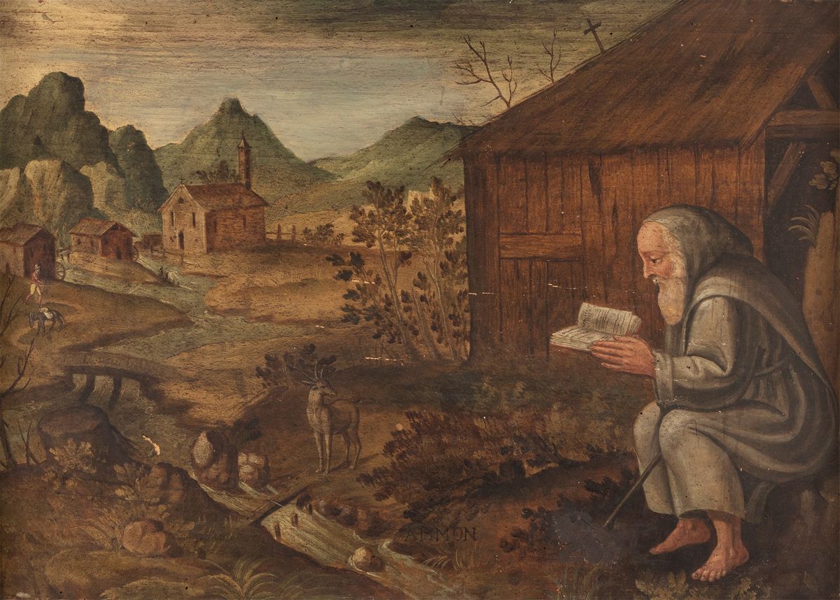 Scuola Dell'italia Settentrionale, Fine Secolo XVI - Inizi Secolo XVII - Paesaggio con Padre Erem...
