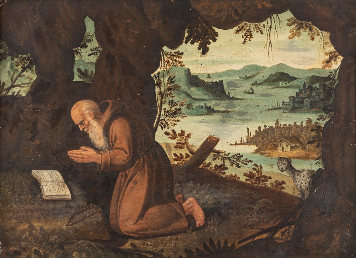 Scuola Dell'italia Settentrionale, Fine Secolo XVI - Inizi Secolo XVII - Paesaggio con Padre Erem...
