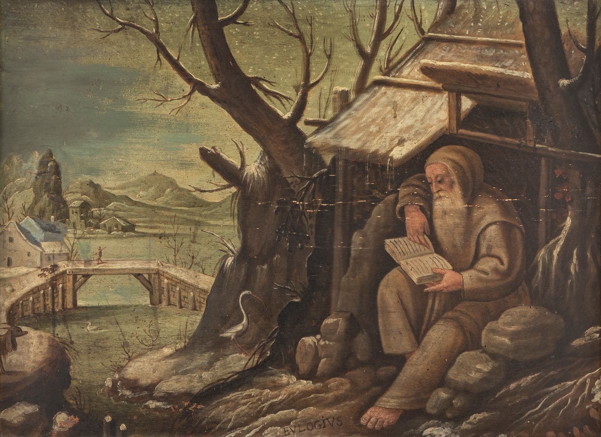 Scuola Dell'italia Settentrionale, Fine Secolo XVI - Inizi Secolo XVII - Paesaggio con Padre Erem...