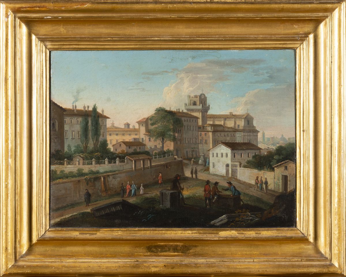Scuola Romana, Secolo XVIII - Veduta del Rione Monti a Roma