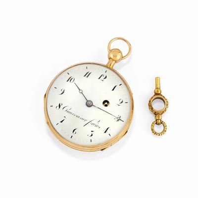Orologio da tasca in oro giallo 18K con quadrante bianco