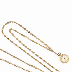 Orologio monachina in oro giallo 12K con catena