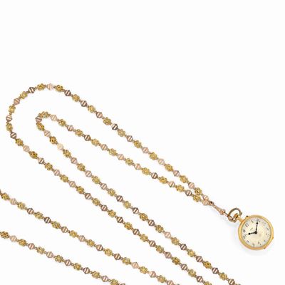 Orologio monachina in oro giallo 12K con catena in oro