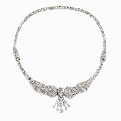 Collana in Platino e Diamanti, 1950 - 1960 Circa