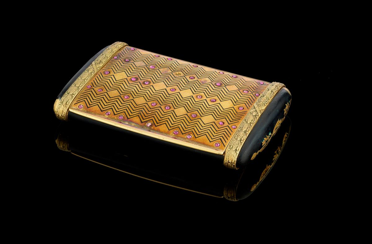 Ravasco - Scatola in oro giallo 18K con rubini e smalti