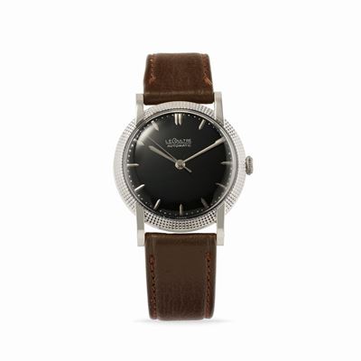 Solotempo, Orologio da polso in oro bianco 18k con quadrante nero lucido, anni '60