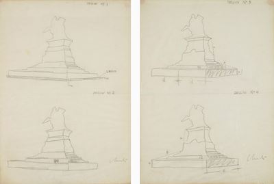 Christo, Disegni 1-2 e 3-4, grafite su carta