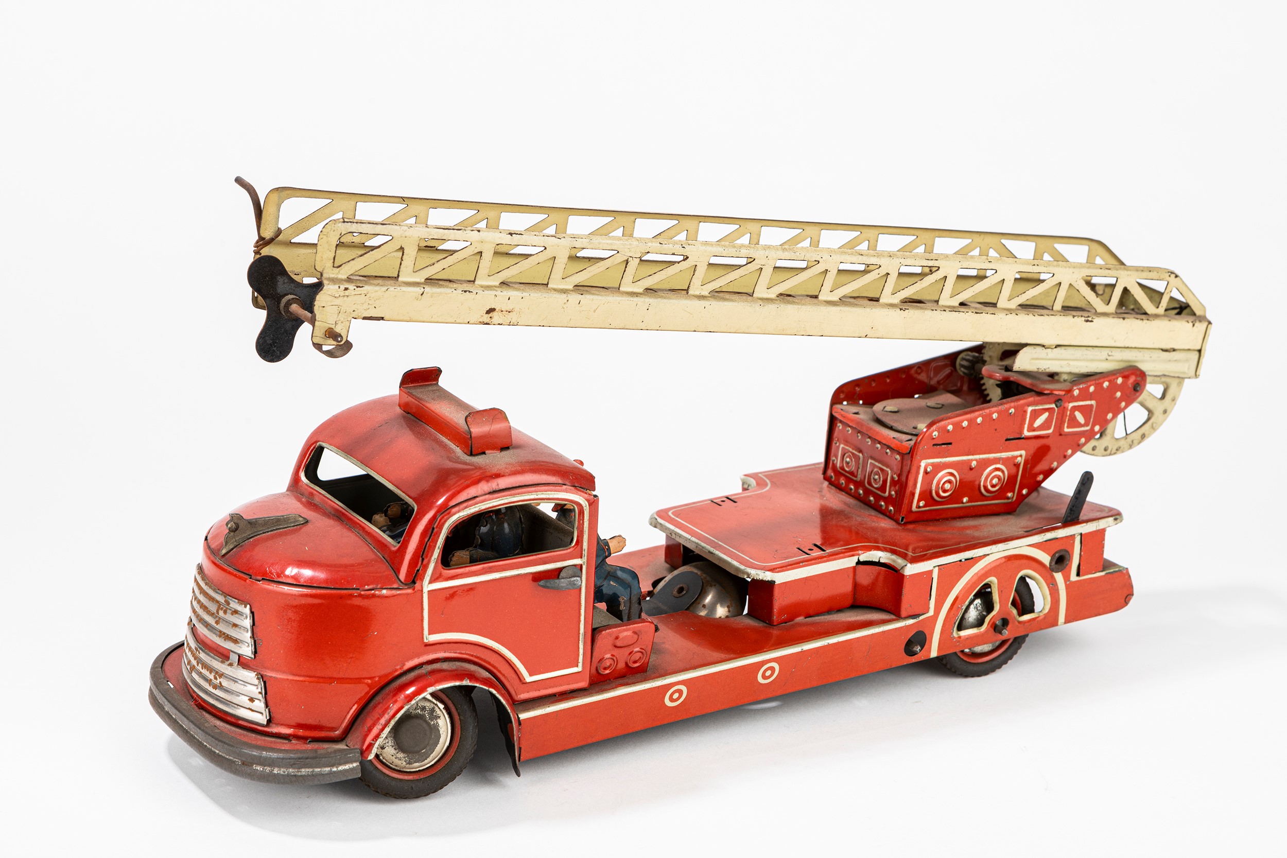 Camion Pompieri con scala mobile anni '50, Giocattoli d'Epoca