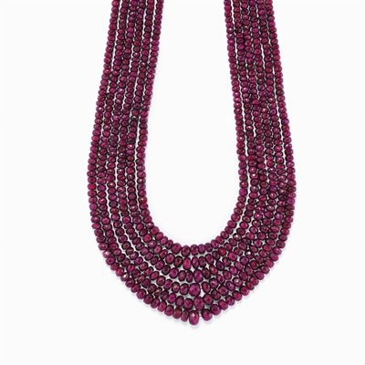 Collana Multifili in Rubini