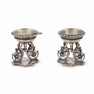 Two silver salt and pepper set, Italy 20th century 