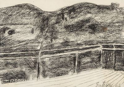 Paesaggio sulla Cassia, carboncino su carta
