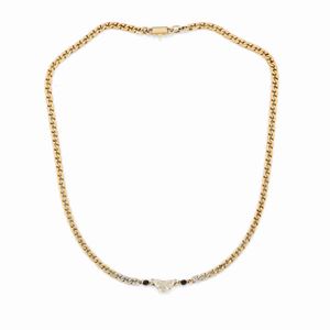  - Collana in oro giallo 18K, diamanti e onice