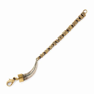 Bracciale in oro giallo 18K e argento con motivo a corno