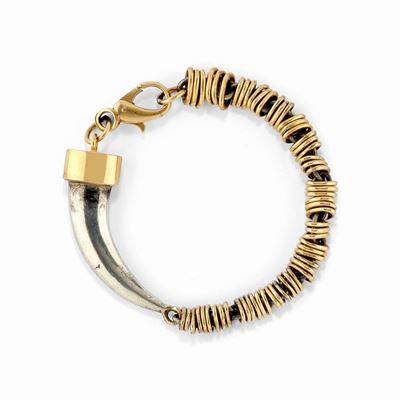 Bracciale in oro 18K e argento, motivo a corno