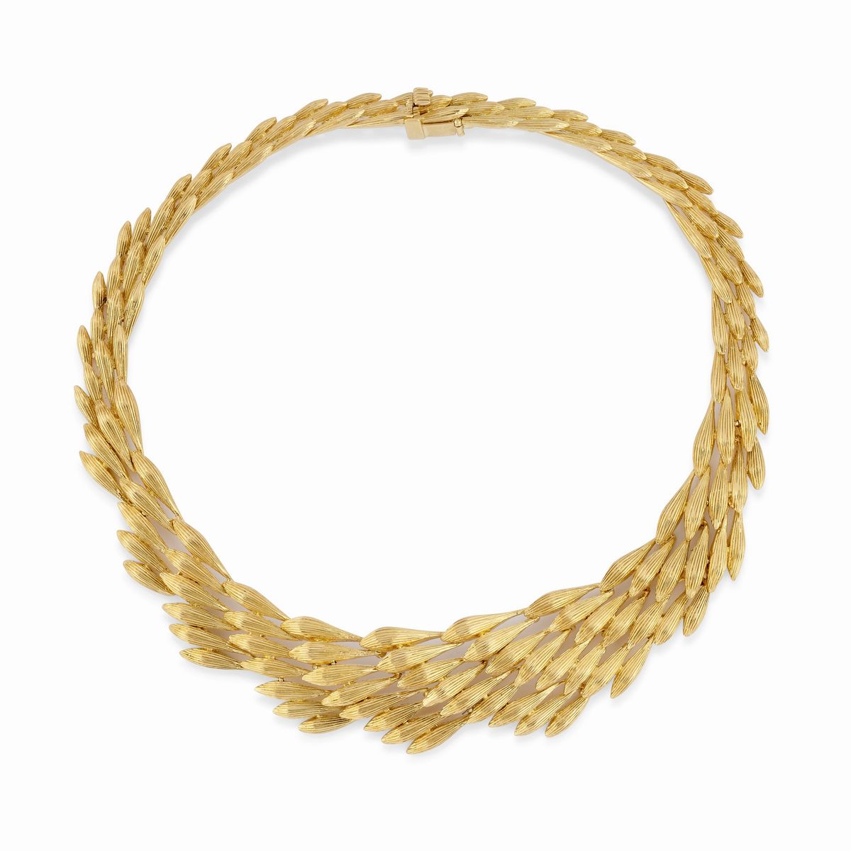 Demi-parure, collana a girocollo e orecchini a clip in oro giallo 18K