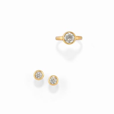 Demi-parure in oro giallo 18K con diamanti taglio brillante