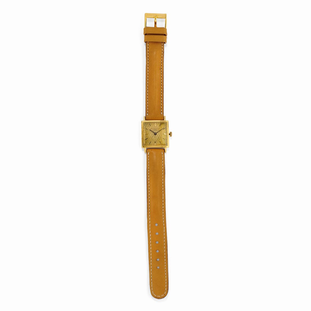 Orologi in oro giallo 18K, set di tre orologi con casse rettangolare, rotonda e quadrata