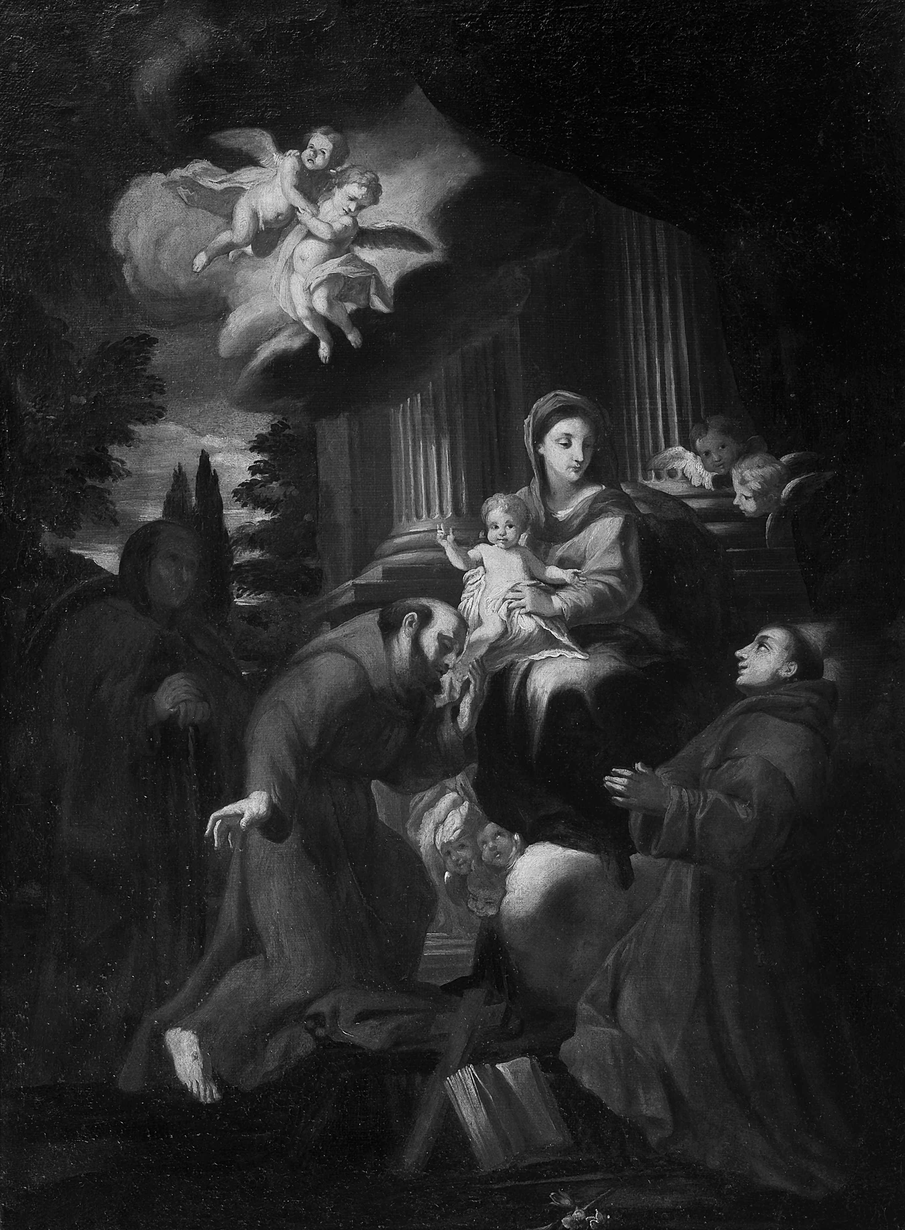 Scuola Italiana, Fine Secolo XVII - Inizi Secolo XVIII - San Francesco e Sant'antonio da Padova i...