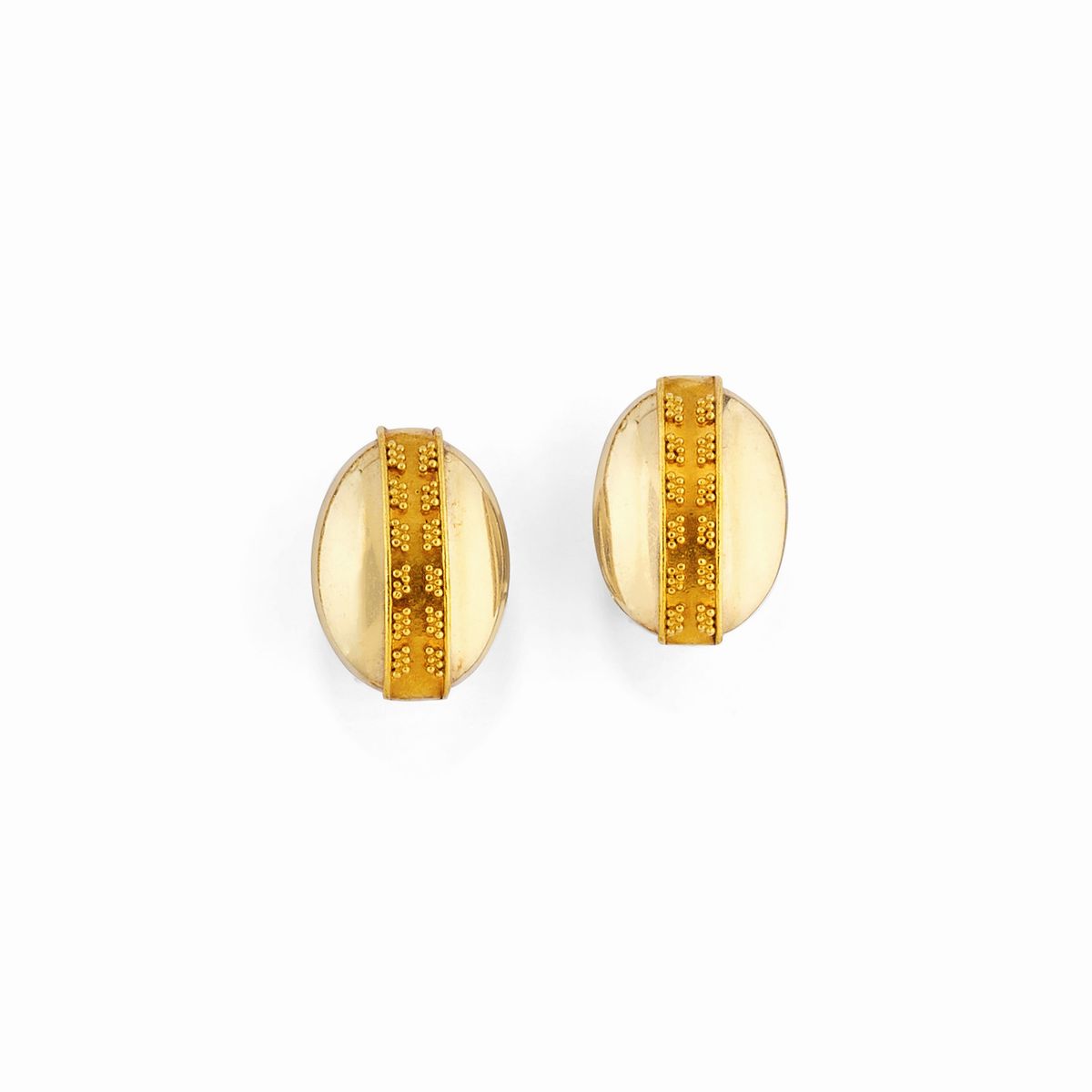Demi-parure in oro 18K e 22K con acquamarina, orecchini a clip e spilla