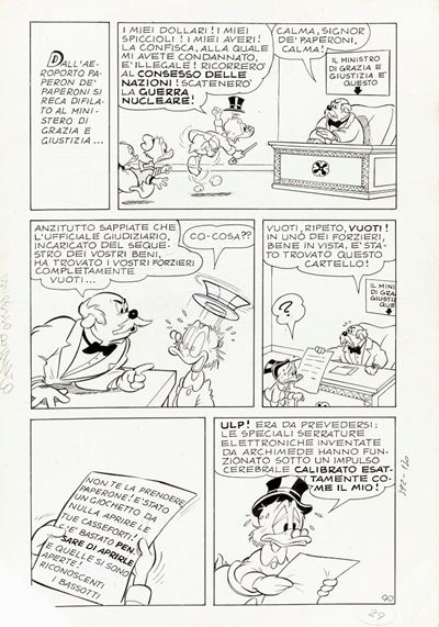 Zio Paperone e la confisca dei beni, matita e china su cartoncino
